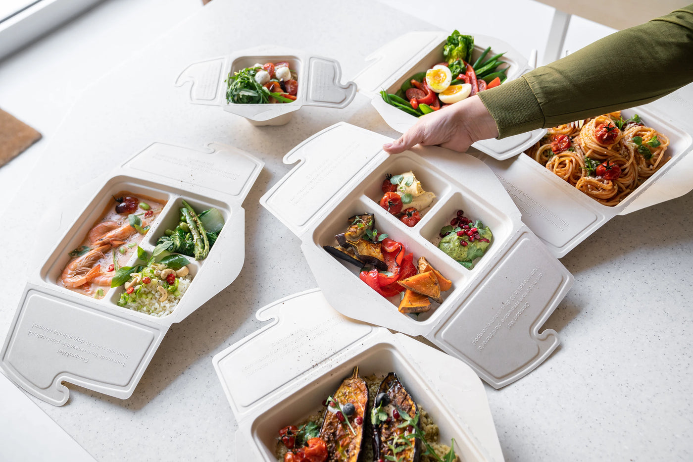 Meal Box To Go aus BePulp 3 geteilt und ungeteilt | Verpackung2Go