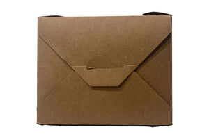 Take Away Box Kraft aus braunem Papier, 1000ml, mit praktischem Faltdeckel für umweltfreundlichen Lebensmitteltransport.