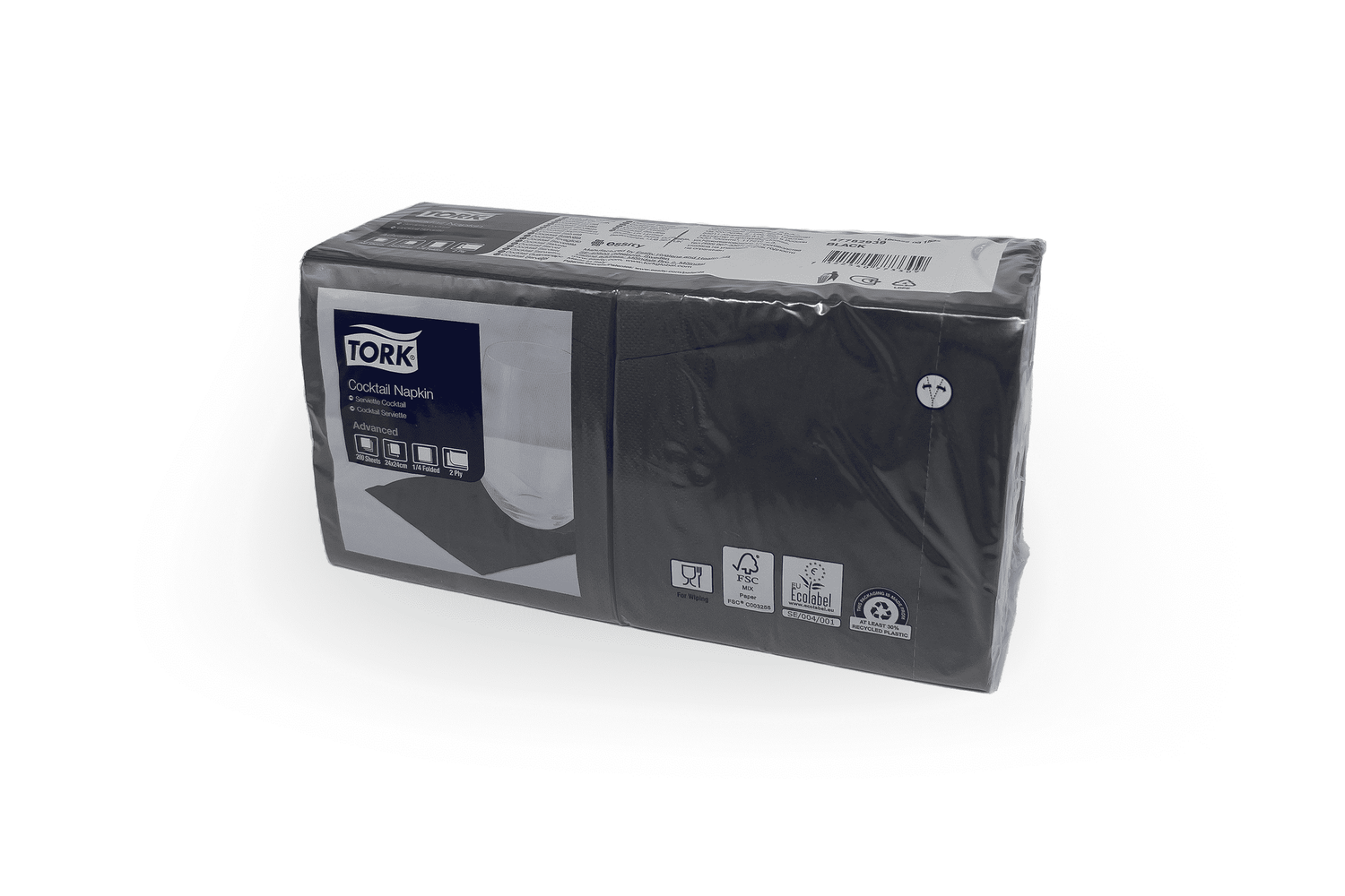 Cocktailservietten 24 x 24 schwarz Verpackung2Go