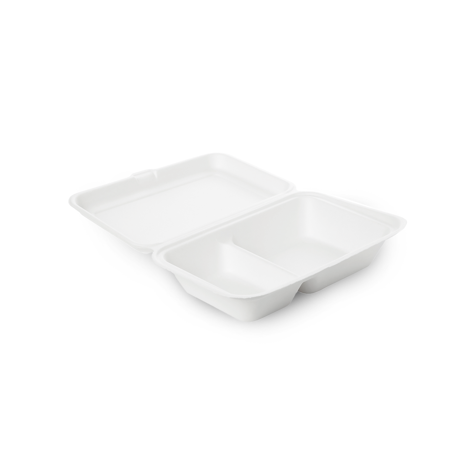 Menübox Bagsse mit zwei Fächern weiß Verpackung2Go