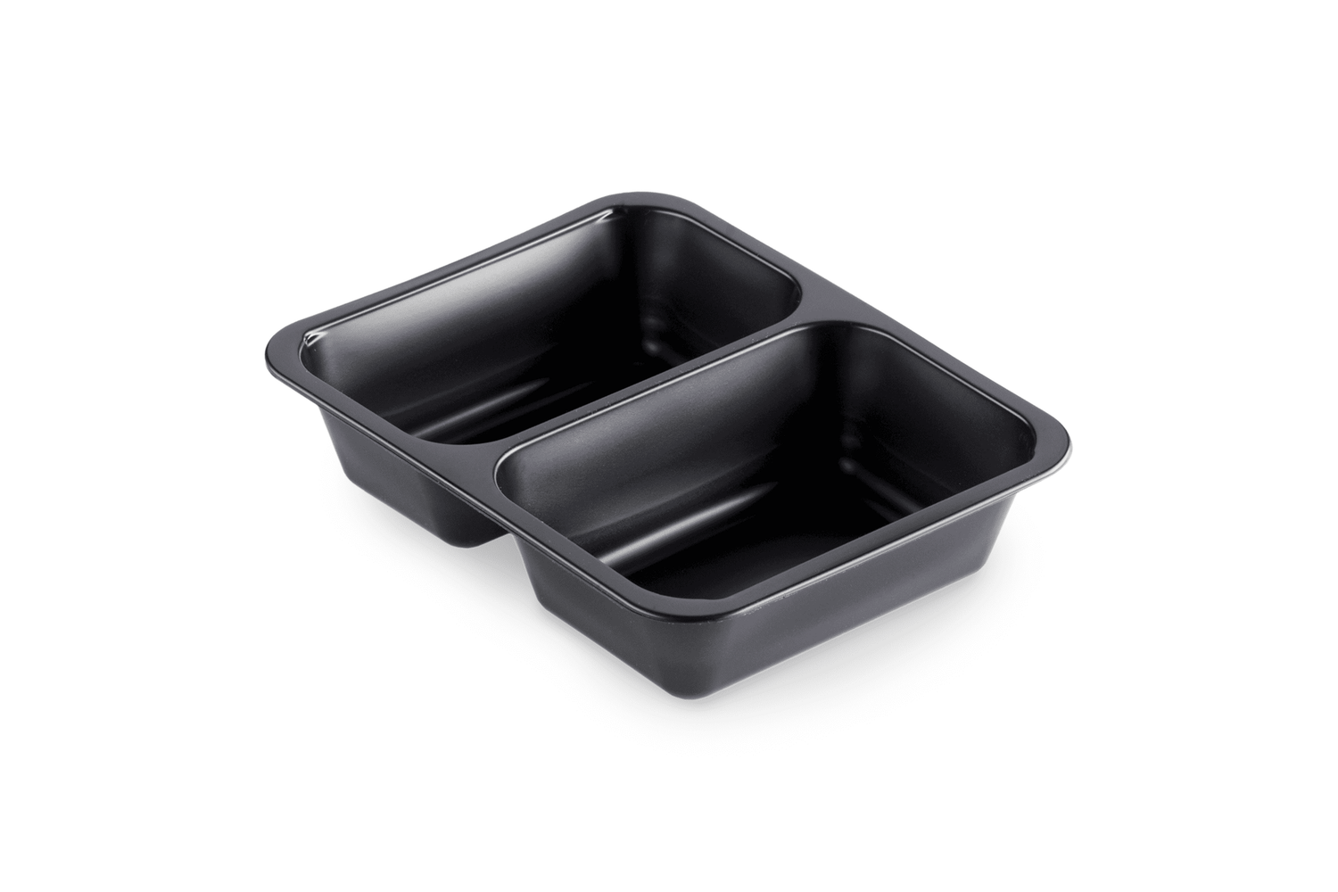 PP-Schale Caterline 227 x 178 x 50mm mit zwei Fächern | schwarz Verpackung2Go