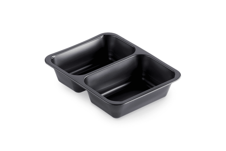 PP-Schale Caterline 227 x 178 x 50mm mit zwei Fächern | schwarz Verpackung2Go