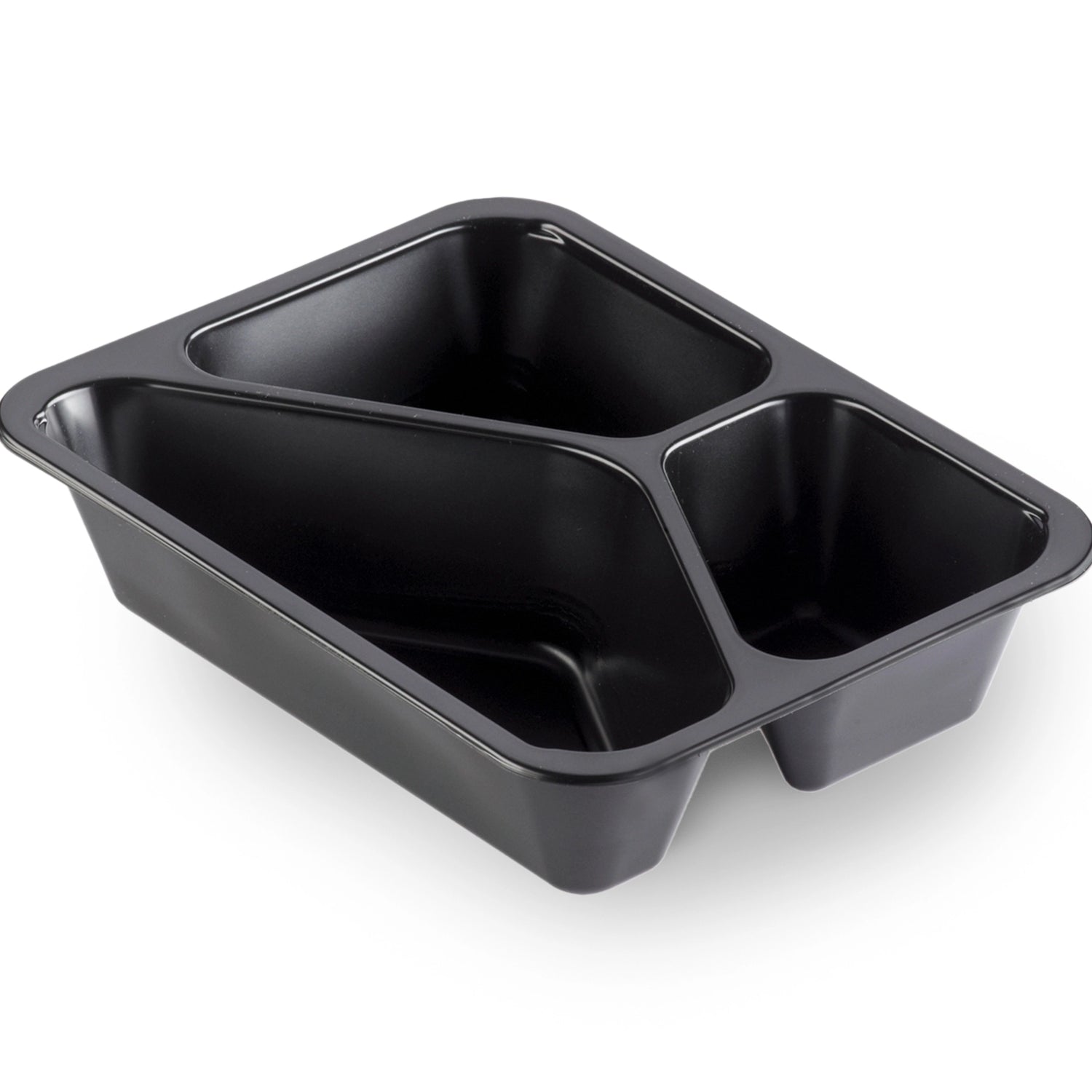 PP-Schale Caterline 227 x 178 x 50mm mit drei Fächern | schwarz Verpackung2Go