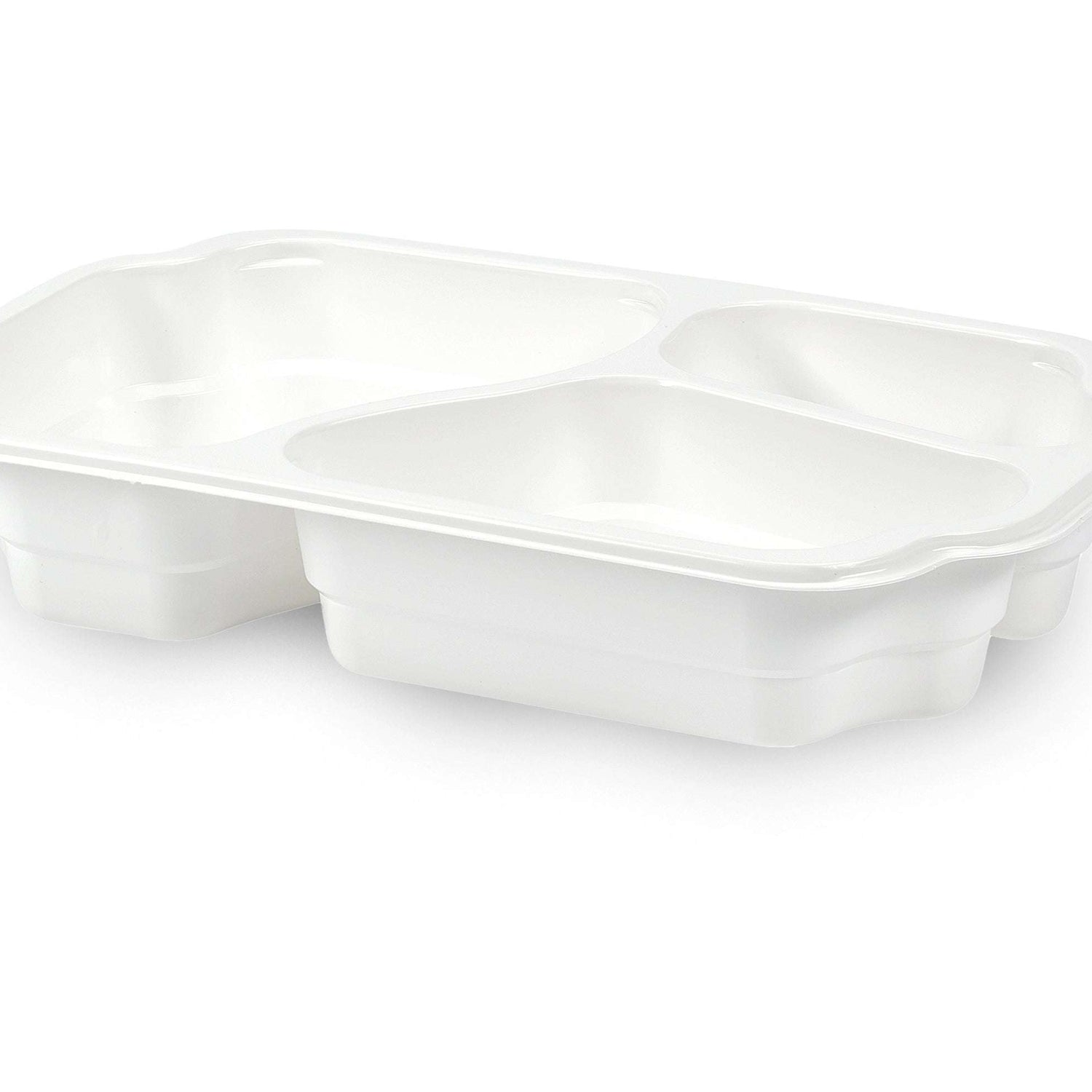 PP-Schale take - away 250 x 159 x 48 mm mit drei Fächern | weiß Verpackung2Go