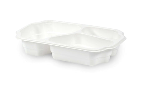 PP-Schale take - away 250 x 159 x 48 mm mit drei Fächern | weiß Verpackung2Go
