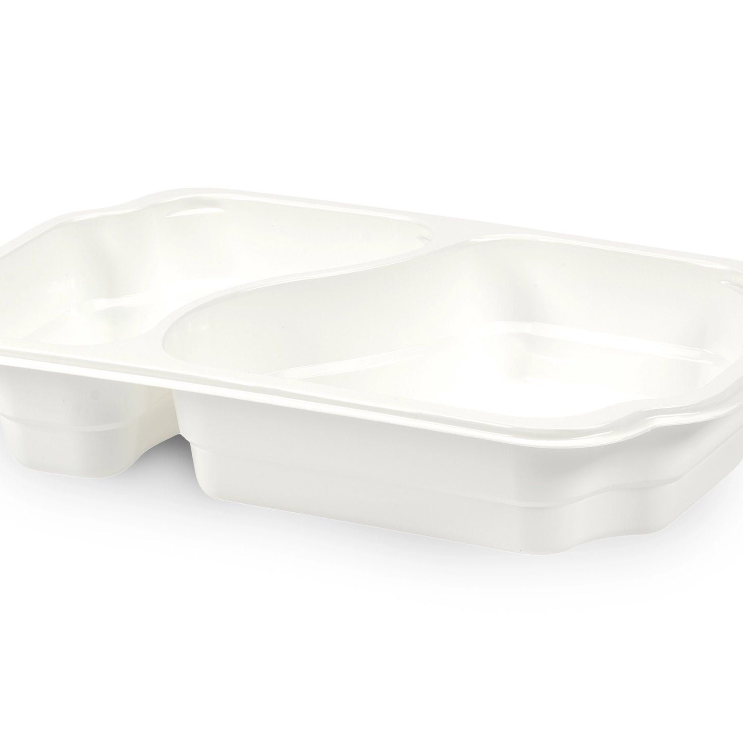 PP-Schale take - away 250 x 159 x 45 mm mit zwei Fächern | weiß Verpackung2Go