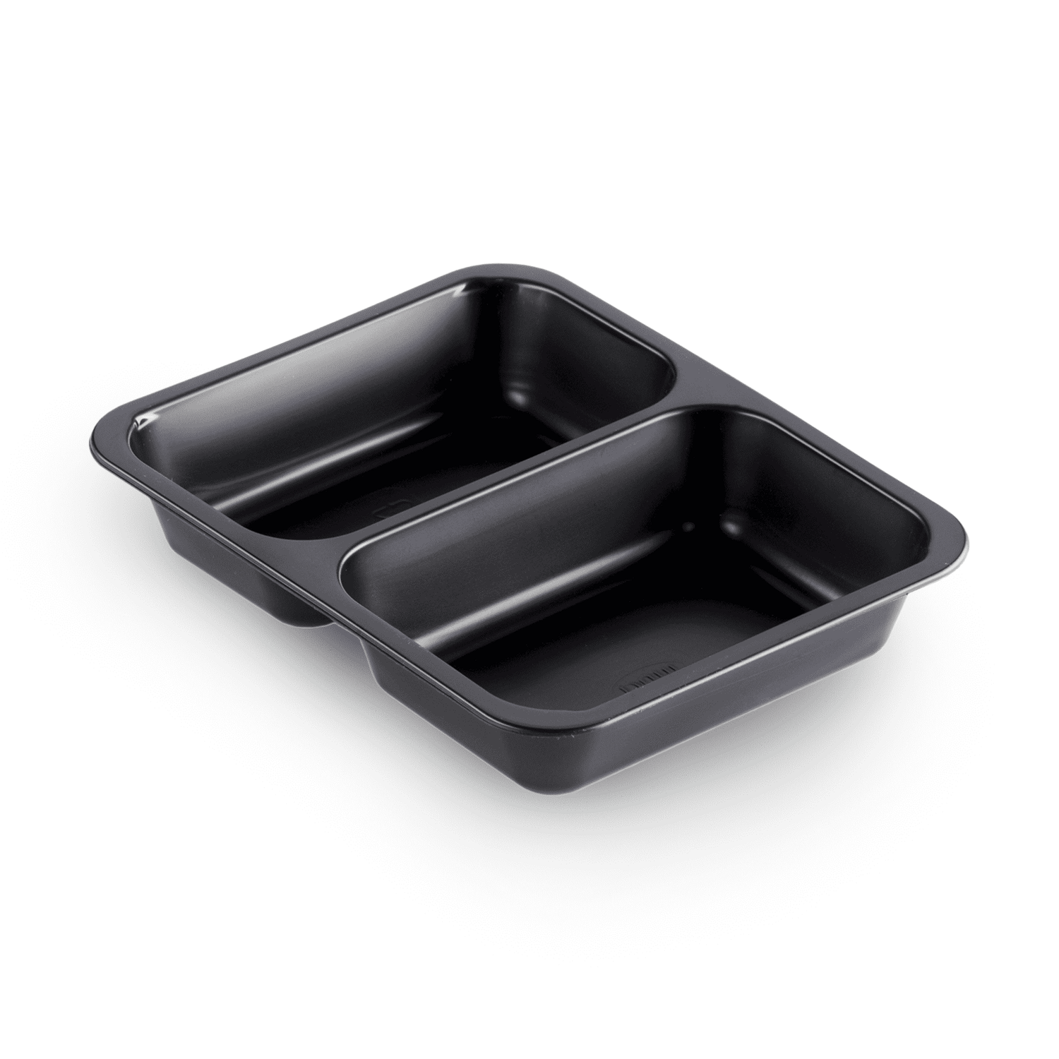 PP-Schale Caterline 227 x 178 x 40mm mit zwei Fächern | schwarz Verpackung2Go