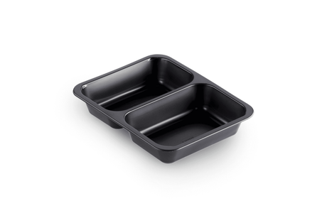 PP-Schale Caterline 227 x 178 x 40mm mit zwei Fächern | schwarz Verpackung2Go