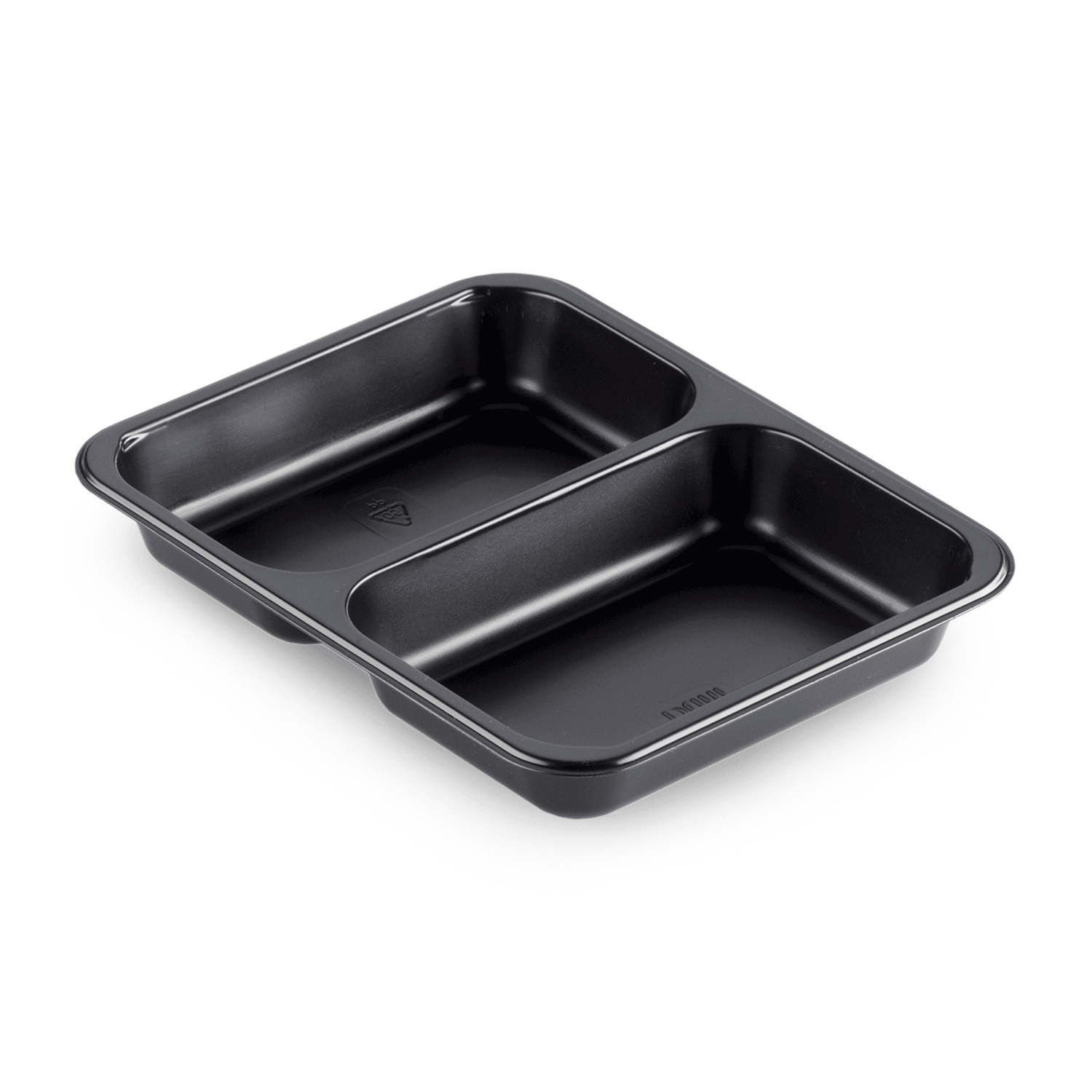 PP-Schale Caterline 227 x 178 x 32mm mit zwei Fächern | schwarz Verpackung2Go