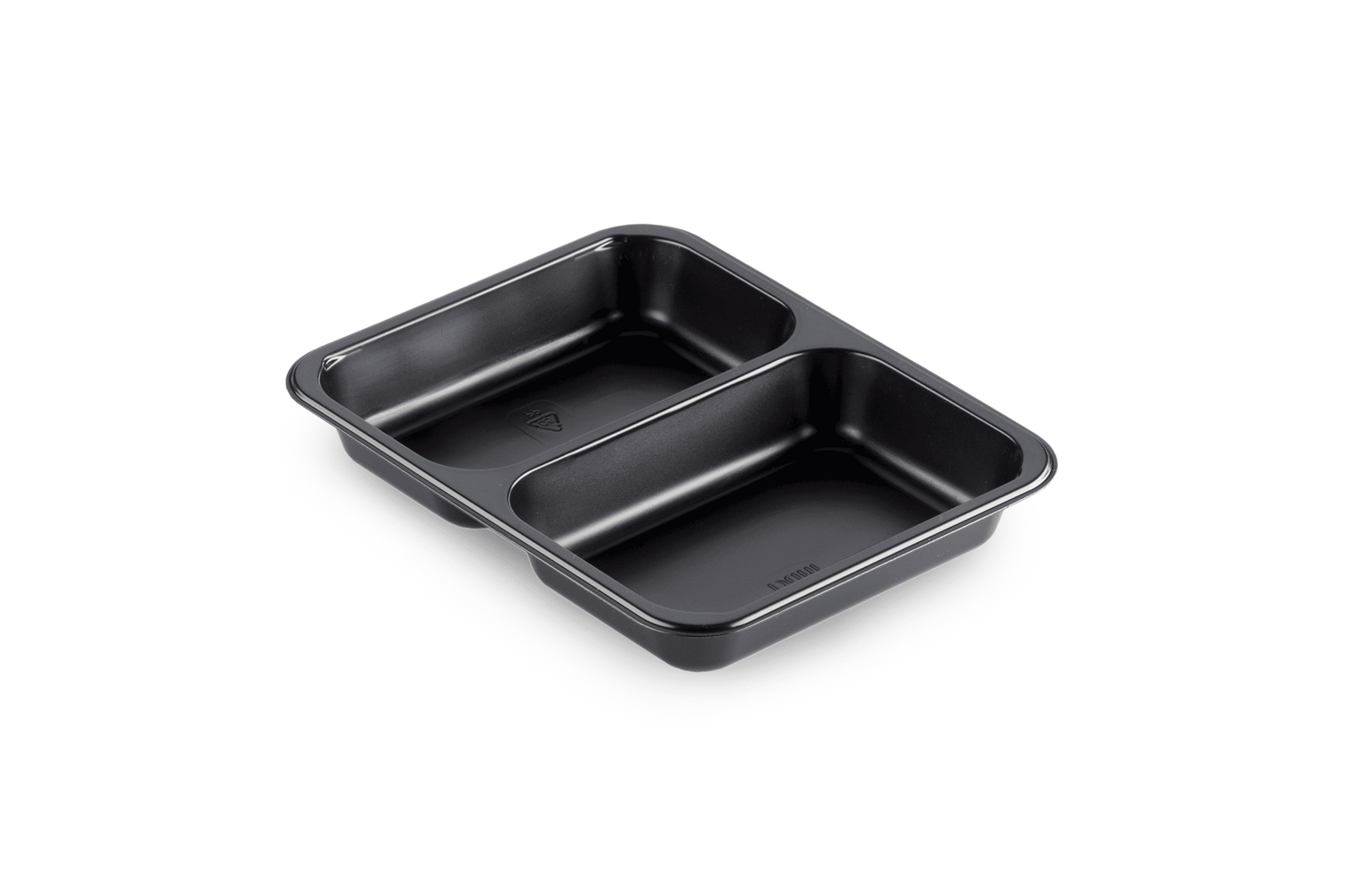 PP-Schale Caterline 227 x 178 x 32mm mit zwei Fächern | schwarz Verpackung2Go