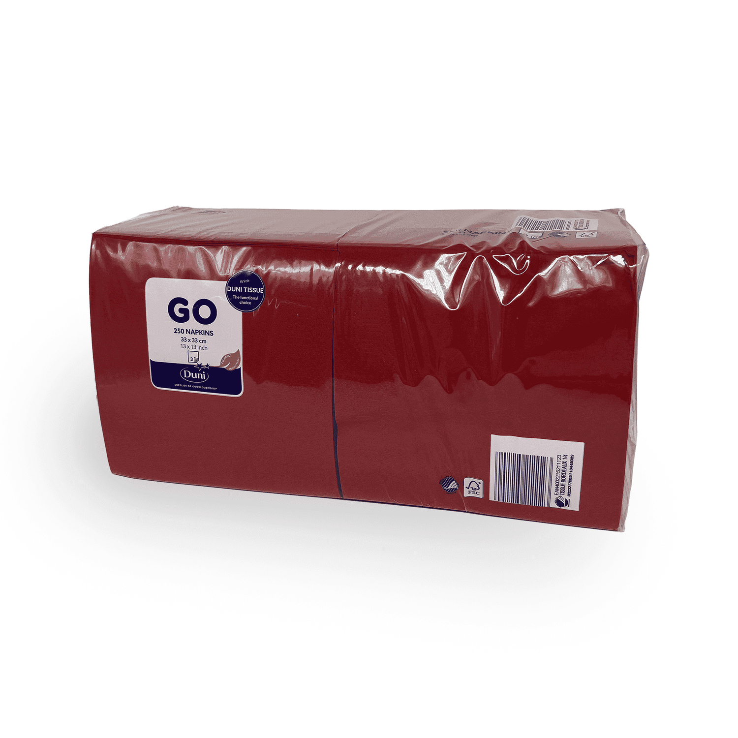 Tissue Serviette 33 x 33cm 1/4 bordeaux Verpackung2Go